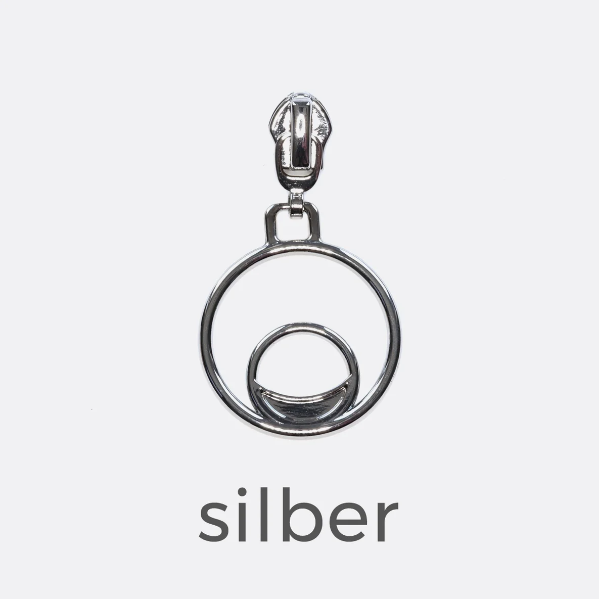 Zipper mit Ring-Anhänger in Silber