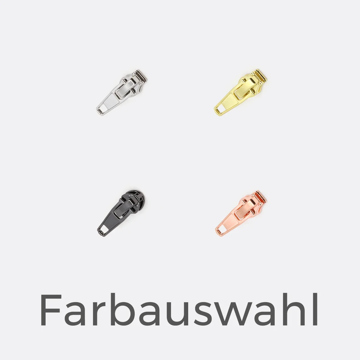 Zipper für 4mm-Endlos-Reißverschluss, Farbauswahl in Gold, Kupfer, Gunmetal und Silber