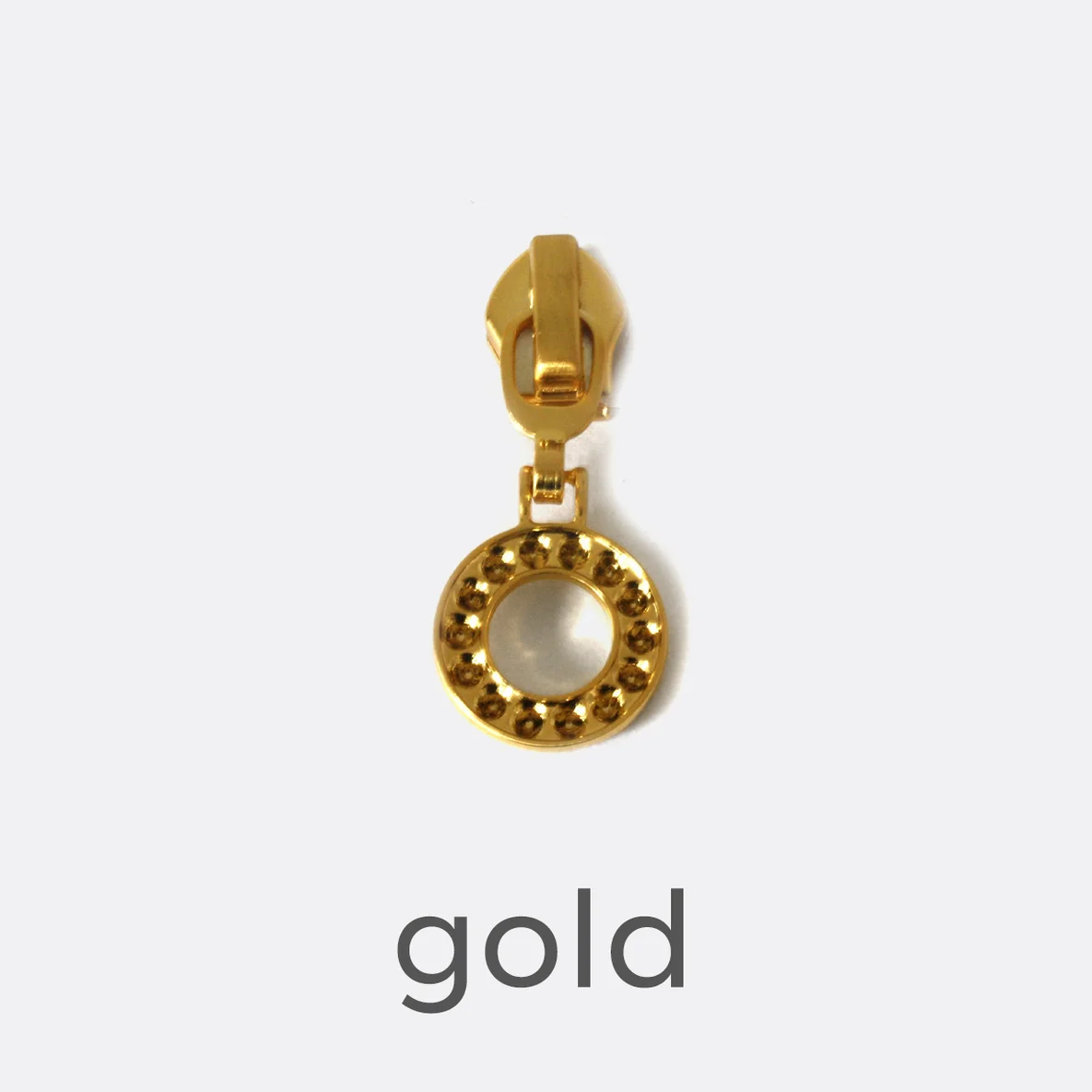 Zipper mit Ring-Anhänger in Gold