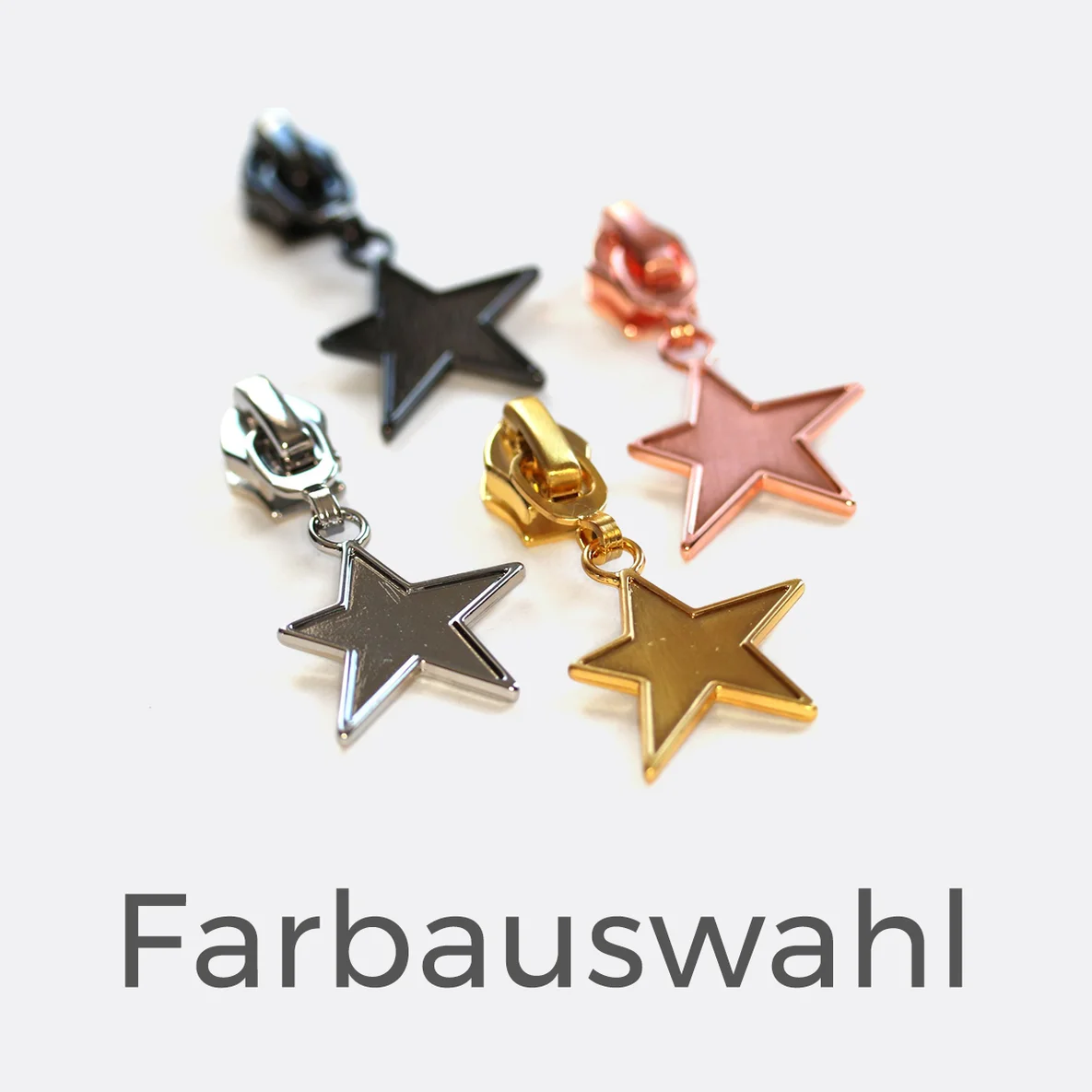 Schieber mit Sternenanhänger in 4 Farben: gold, kupfer, silber, gunmetal