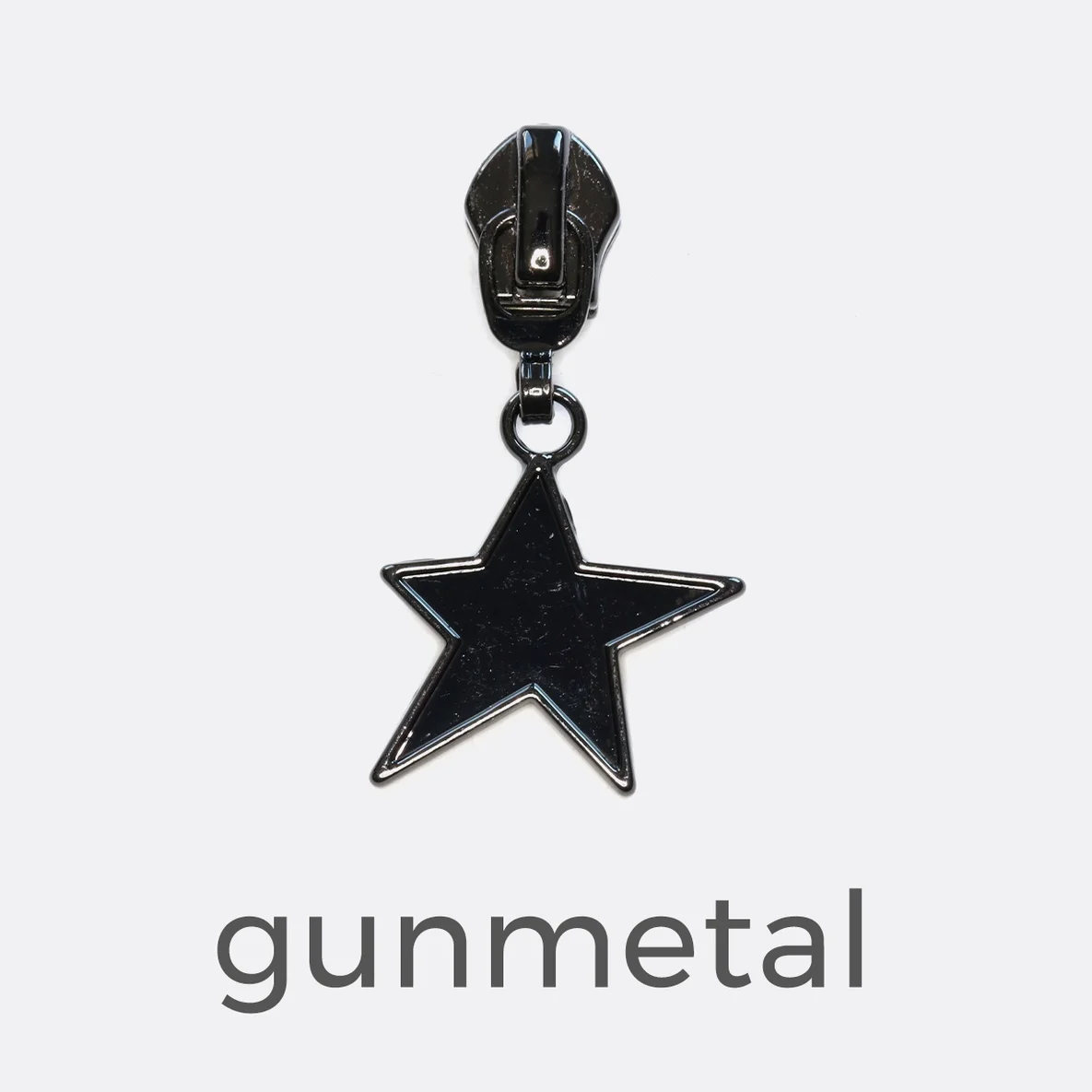 Schieber mit Sternanhänger für 4 mm Reißverschlüsse in Gunmetal