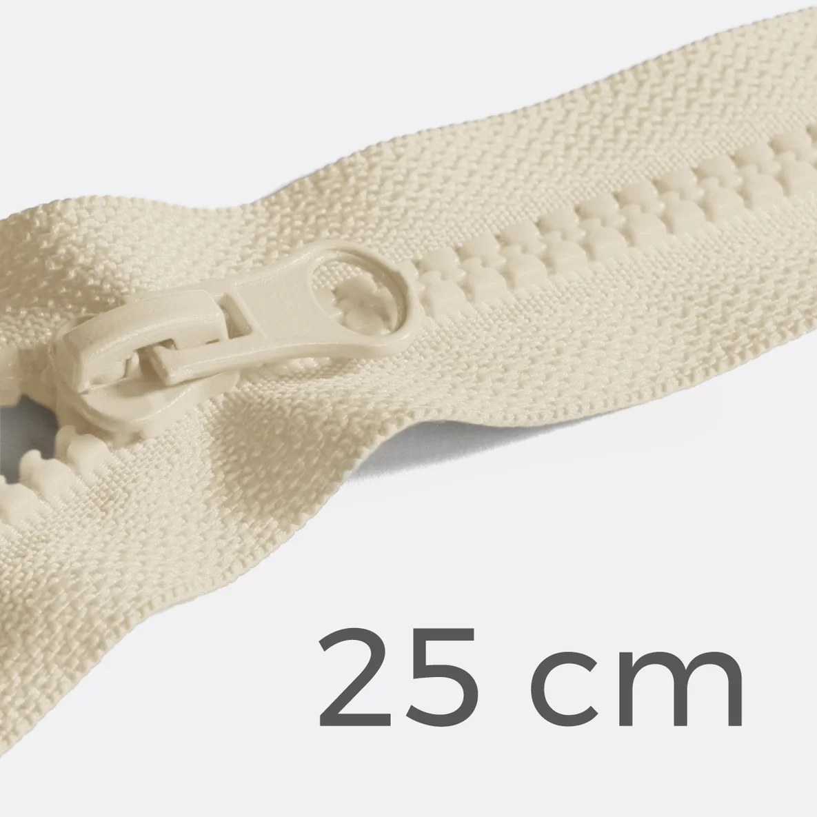 Teilbarer Reißverschluss, 25 cm, in Milchweiß D099
