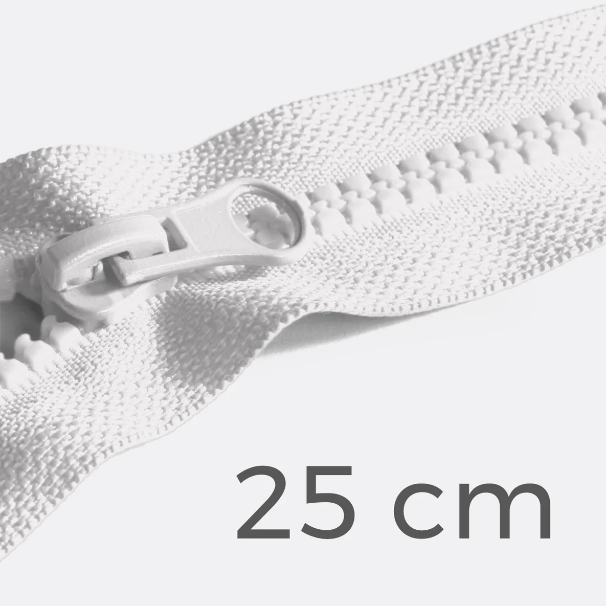 Teilbarer Reißverschluss, 25 cm, in Weiß B3