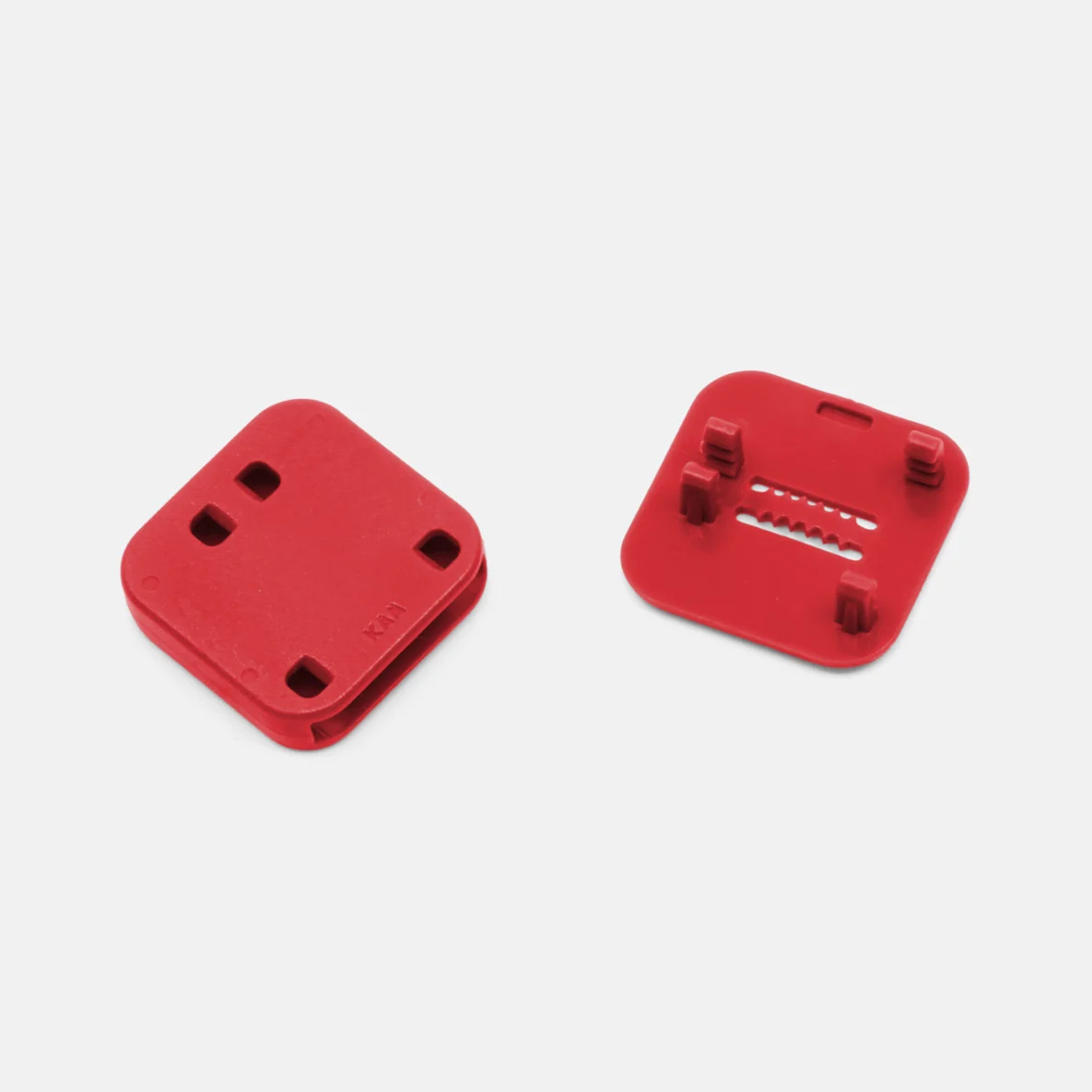 4 Stück Taschenbodennägel aus Kunststoff, Rückseite, in Feuerrot