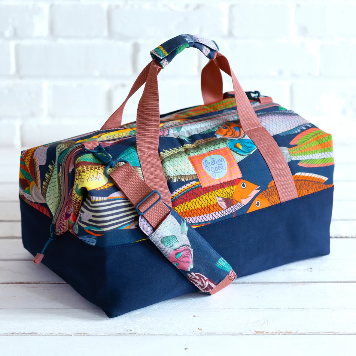 Weekender Tasche nähen aus Canavas Fische 