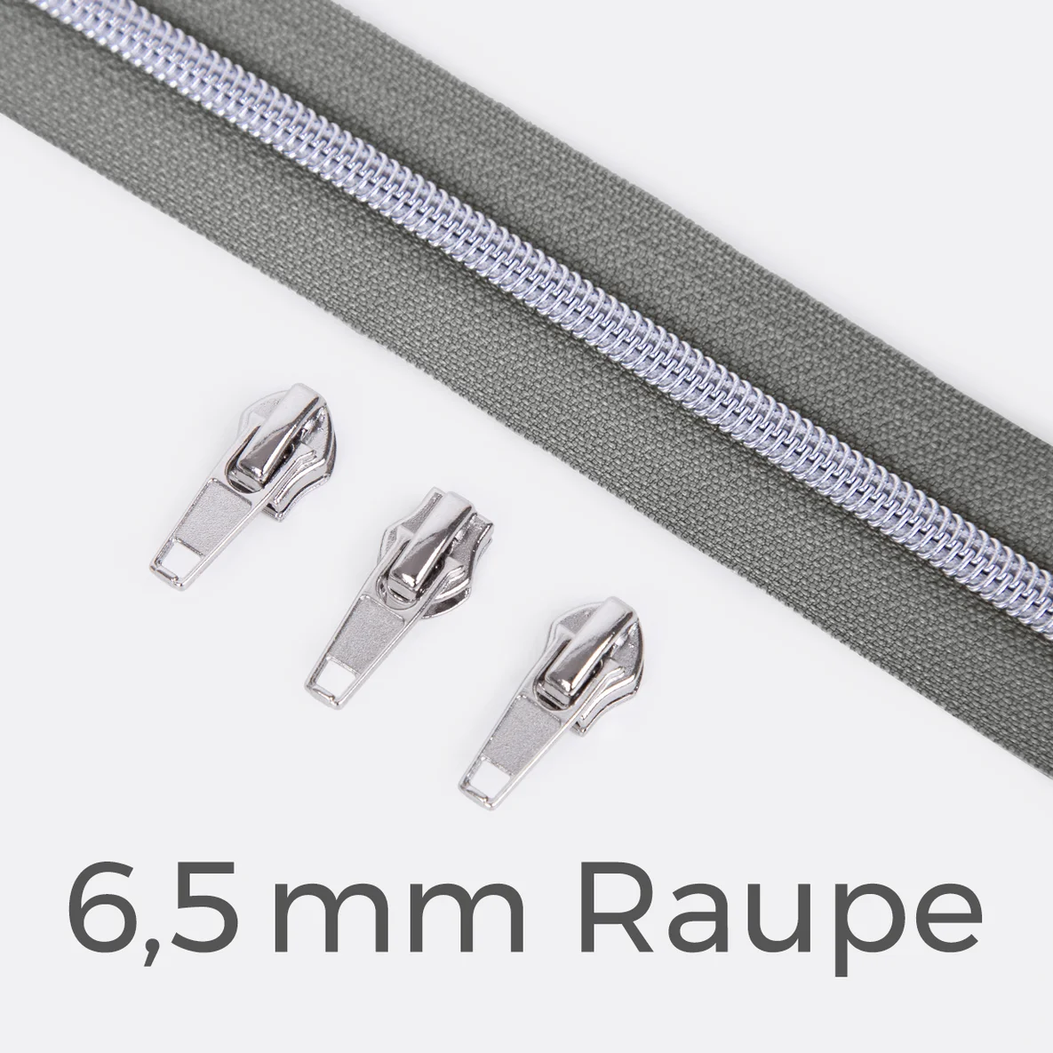 Reißverschluss Metallisiert Silber 6,5mm Mausgrau B24
