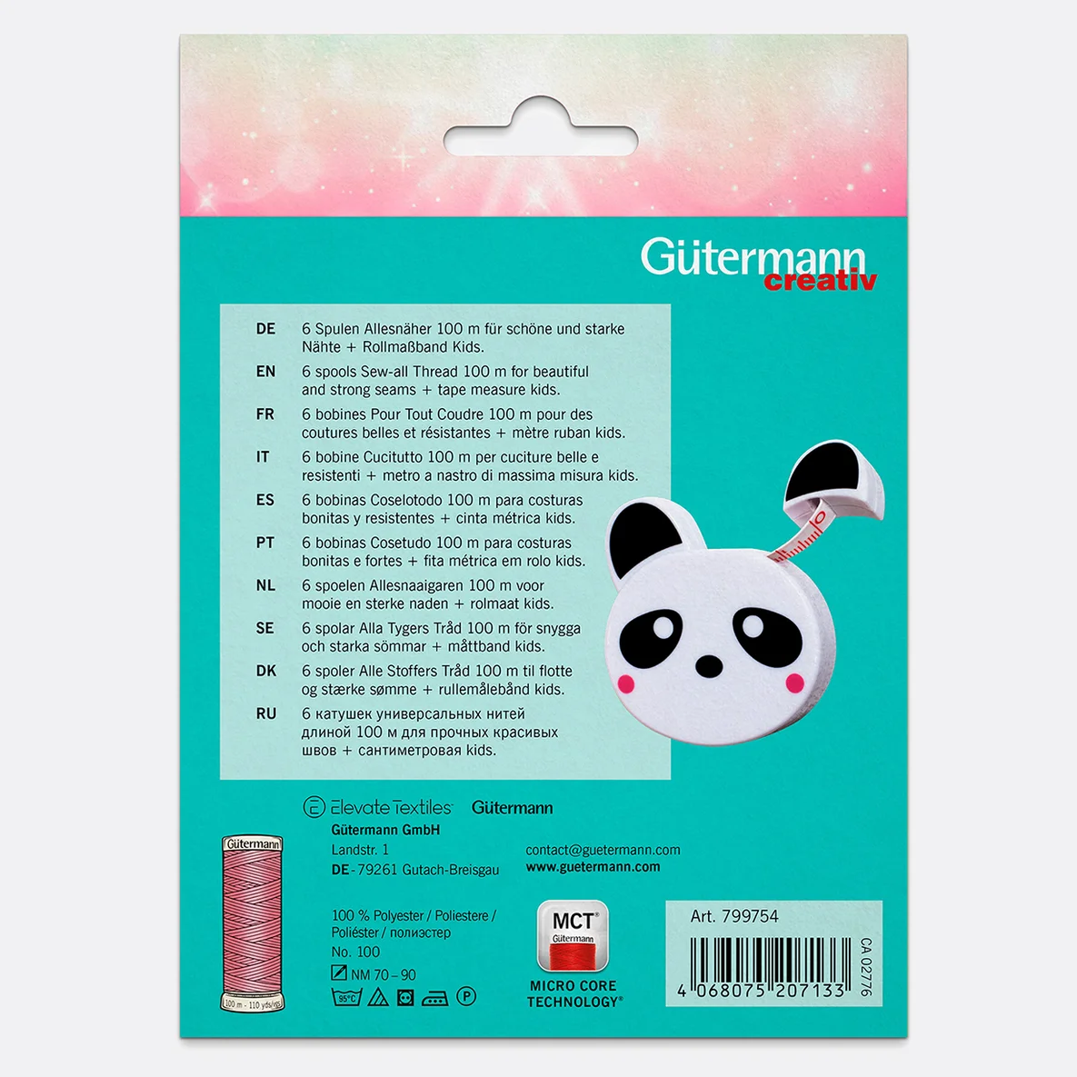 Gütermann Set Sewing Friends Collection 6x100m Panda Rollmassband