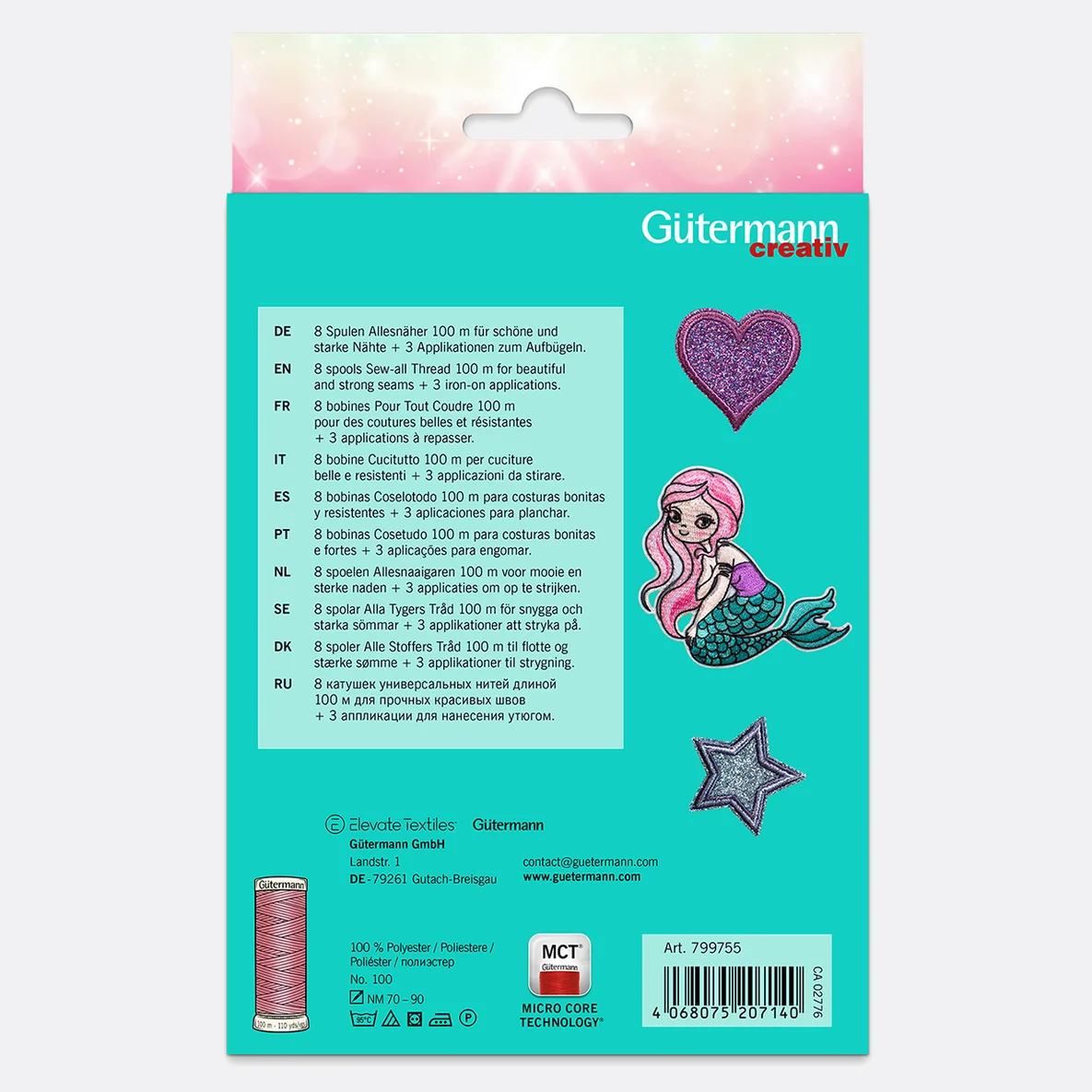 Gütermann Set Sewing Friends Collection 8x100m mit 3 Applikationen