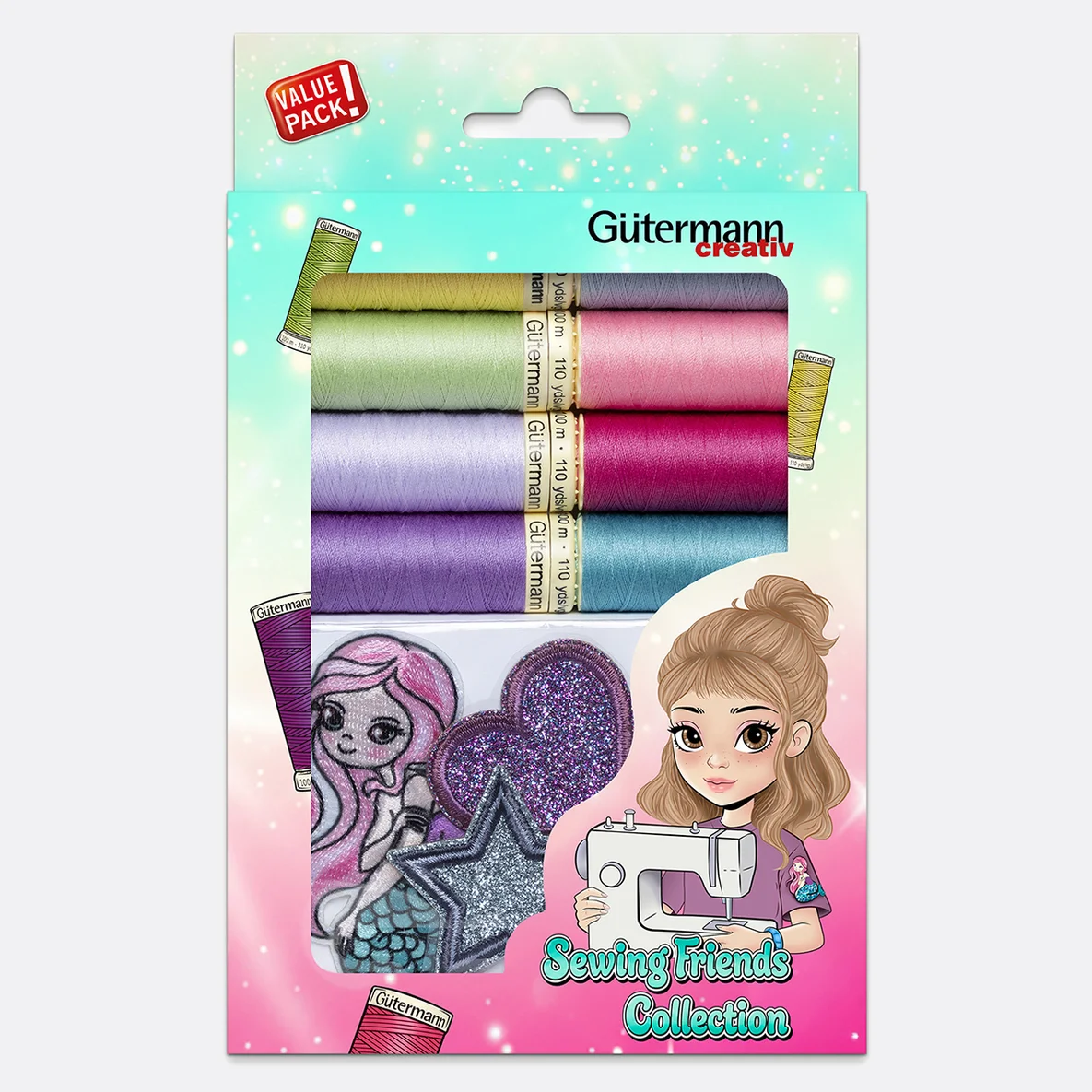 Gütermann Set Sewing Friends Collection 8x100m mit 3 Applikationen
