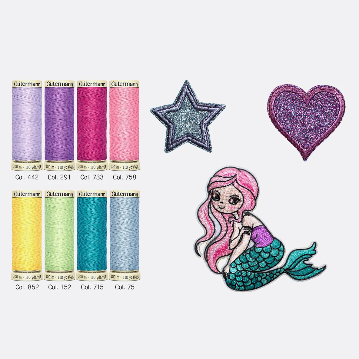 Gütermann Set Sewing Friends Collection 8x100m mit 3 Applikationen