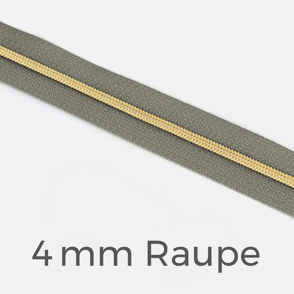 Reißverschluss Meterware Metallisiert Gold 4mm Mausgrau B24
