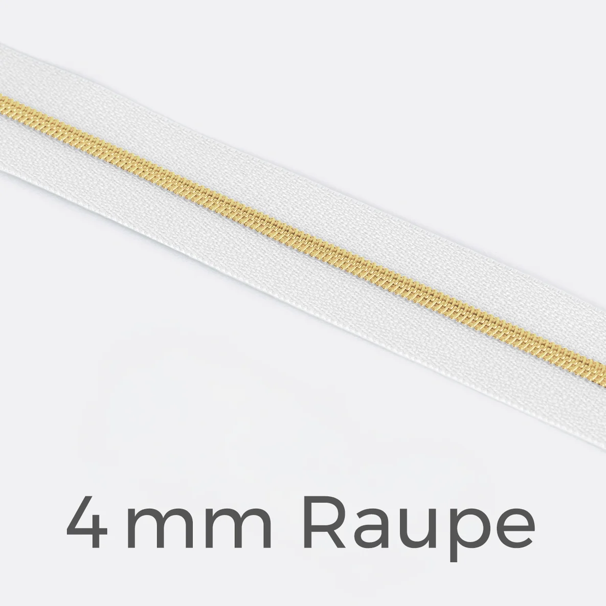 Reißverschluss Meterware Metallisiert Gold 4mm Weiß B3