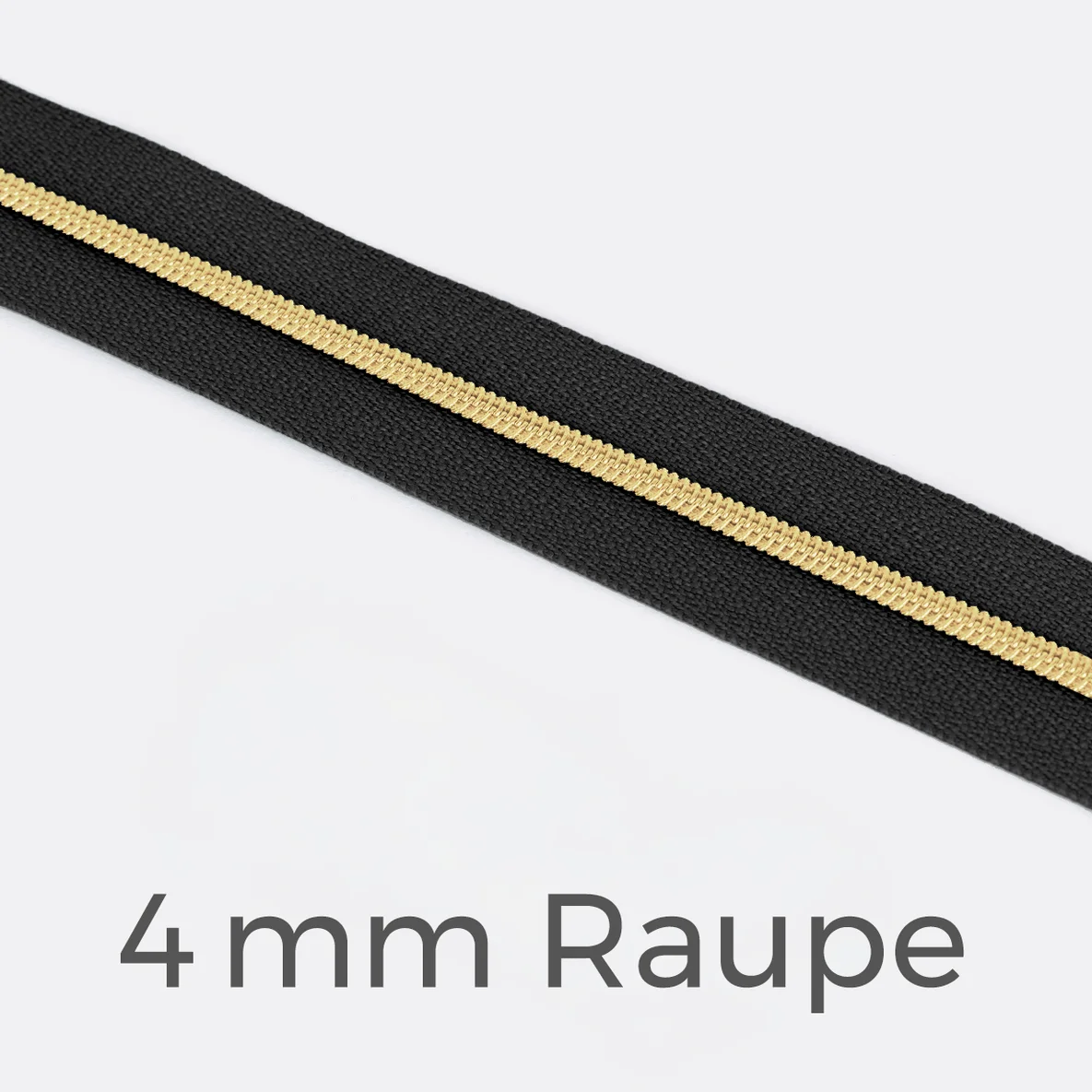 Reißverschluss Meterware Metallisiert Gold 4mm Schwarz B5