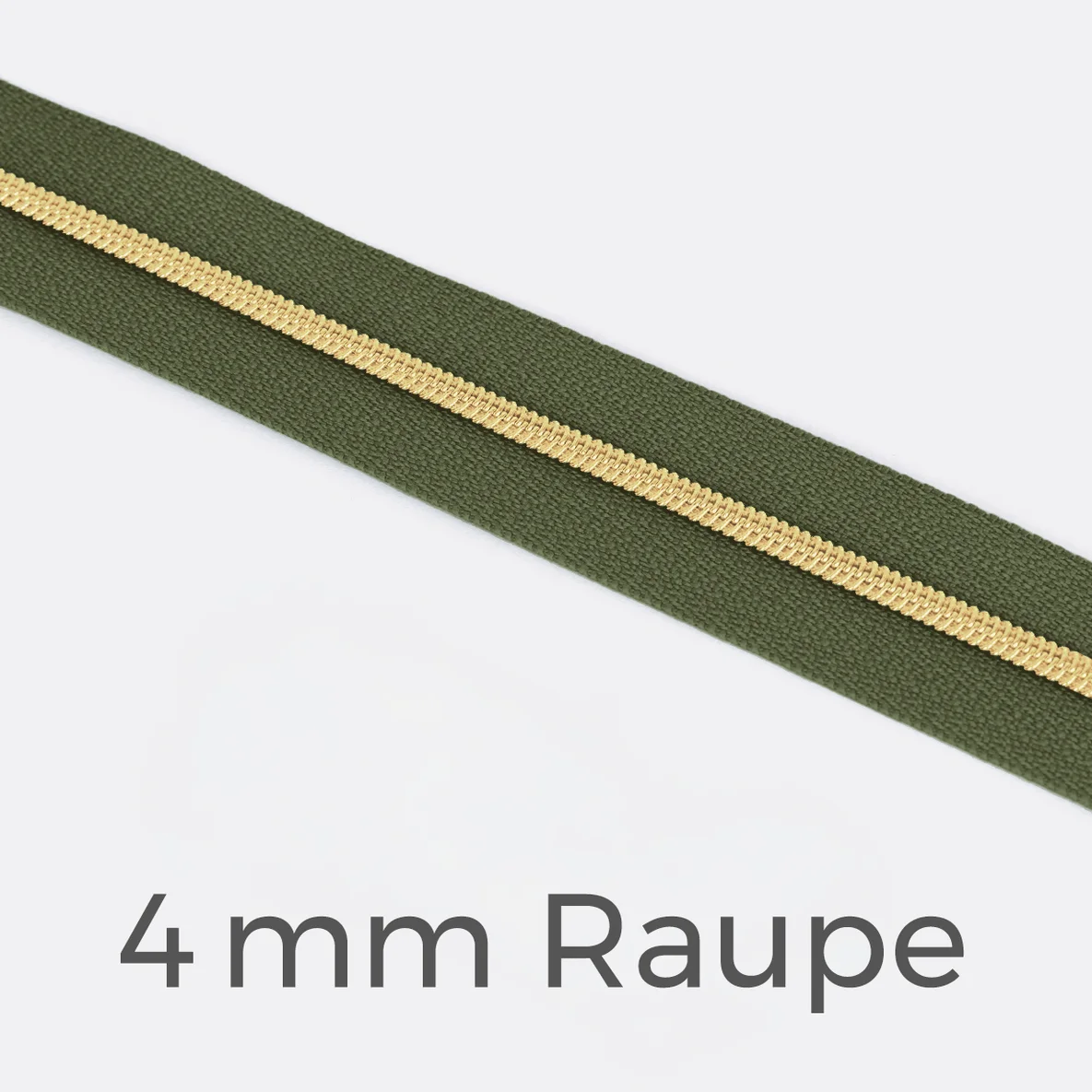 Reißverschluss Meterware Metallisiert Gold 4mm Army D170