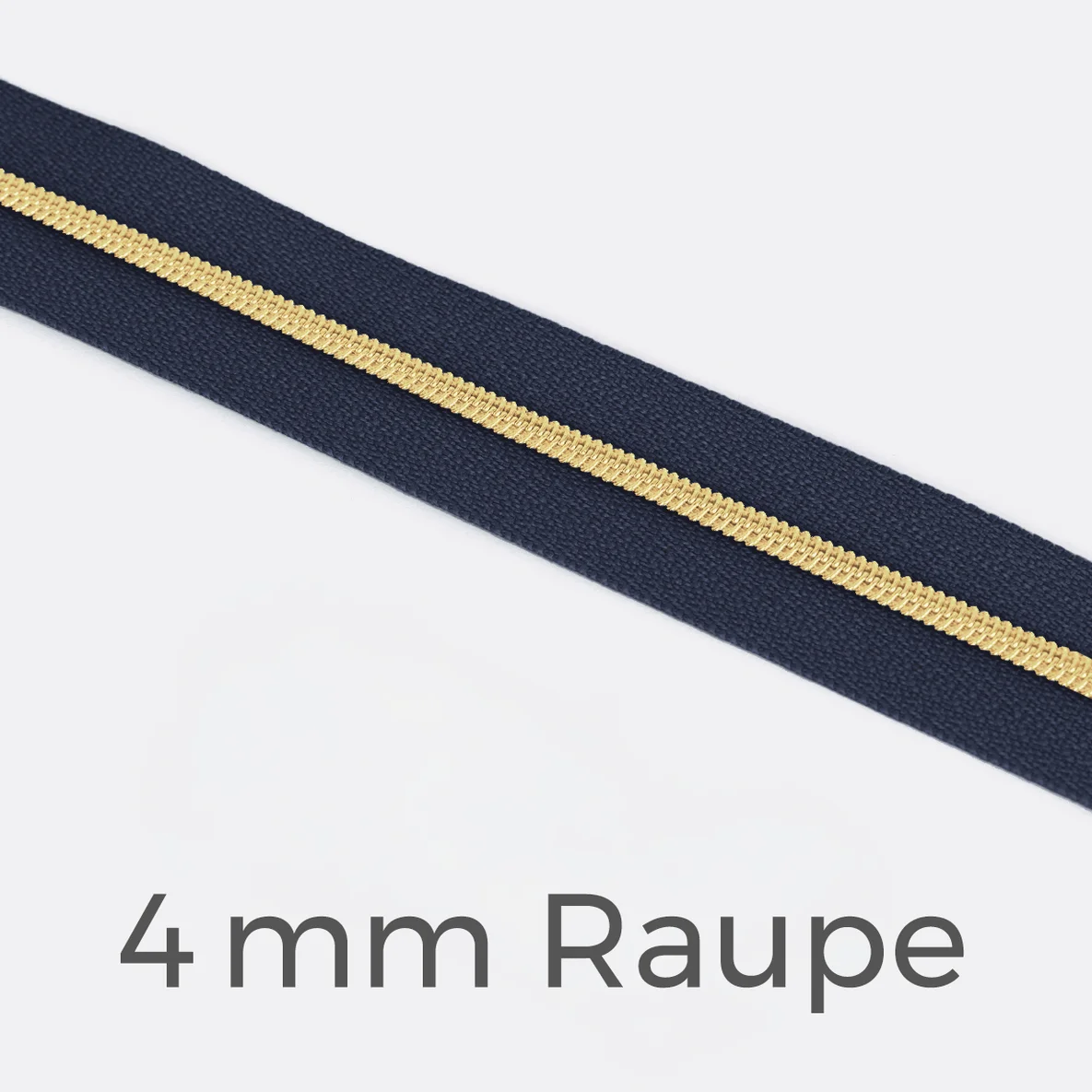 Reißverschluss Meterware Metallisiert Gold 4mm Indigo D196