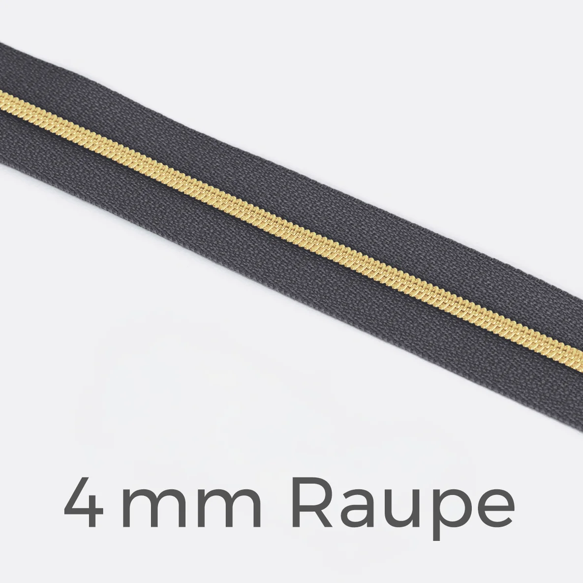 Reißverschluss Meterware Metallisiert Gold 4mm Dunkelgrau D306