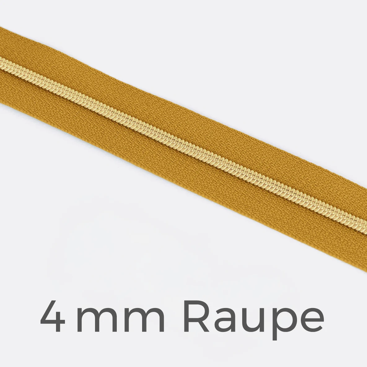 Reißverschluss Meterware Metallisiert Gold 4mm Senf D846