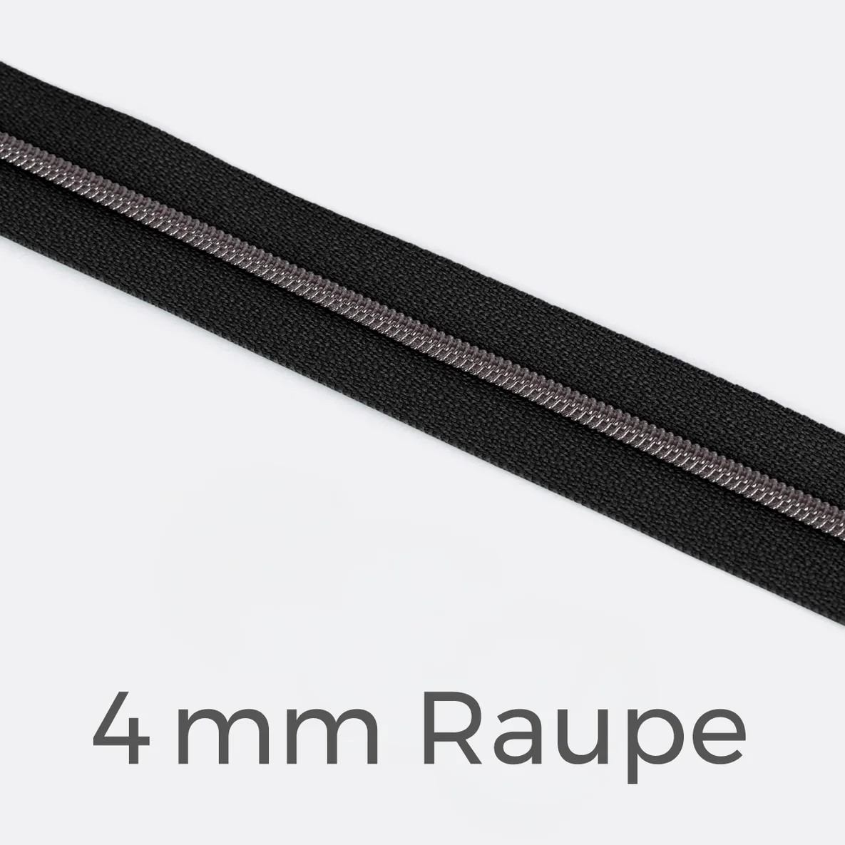 Reißverschluss Meterware Metallisiert Gunmetal 4mm Schwarz B5