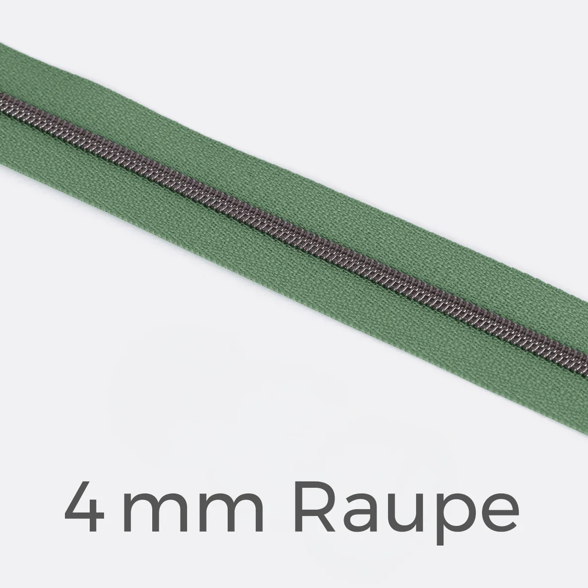 Reißverschluss Meterware Metallisiert Gunmetal 4mm Salbei D100