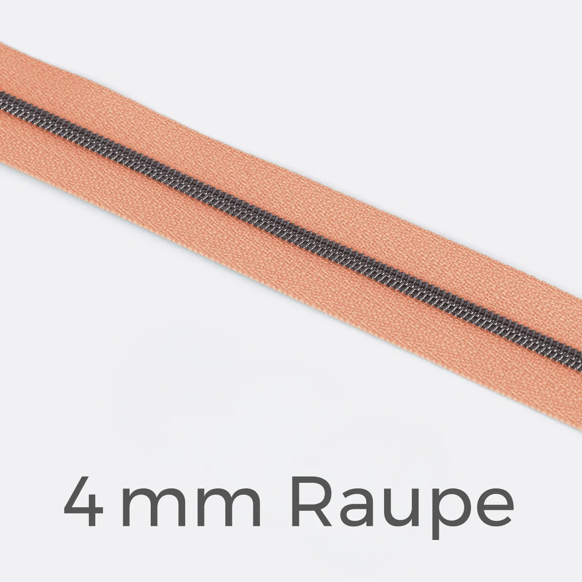 Reißverschluss Meterware Metallisiert Gunmetal 4mm Apricot D114