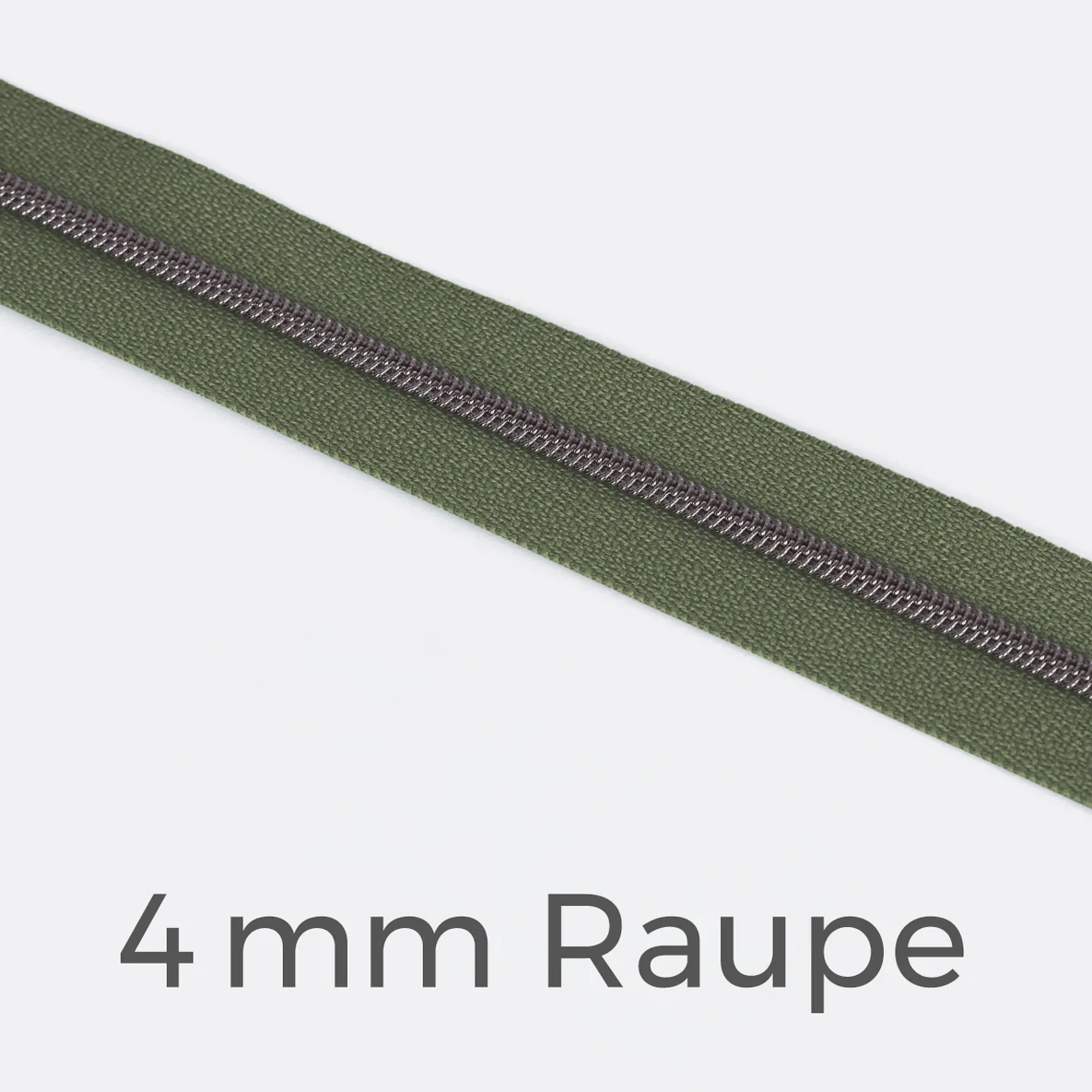 Reißverschluss Meterware Metallisiert Gunmetal 4mm Army D170