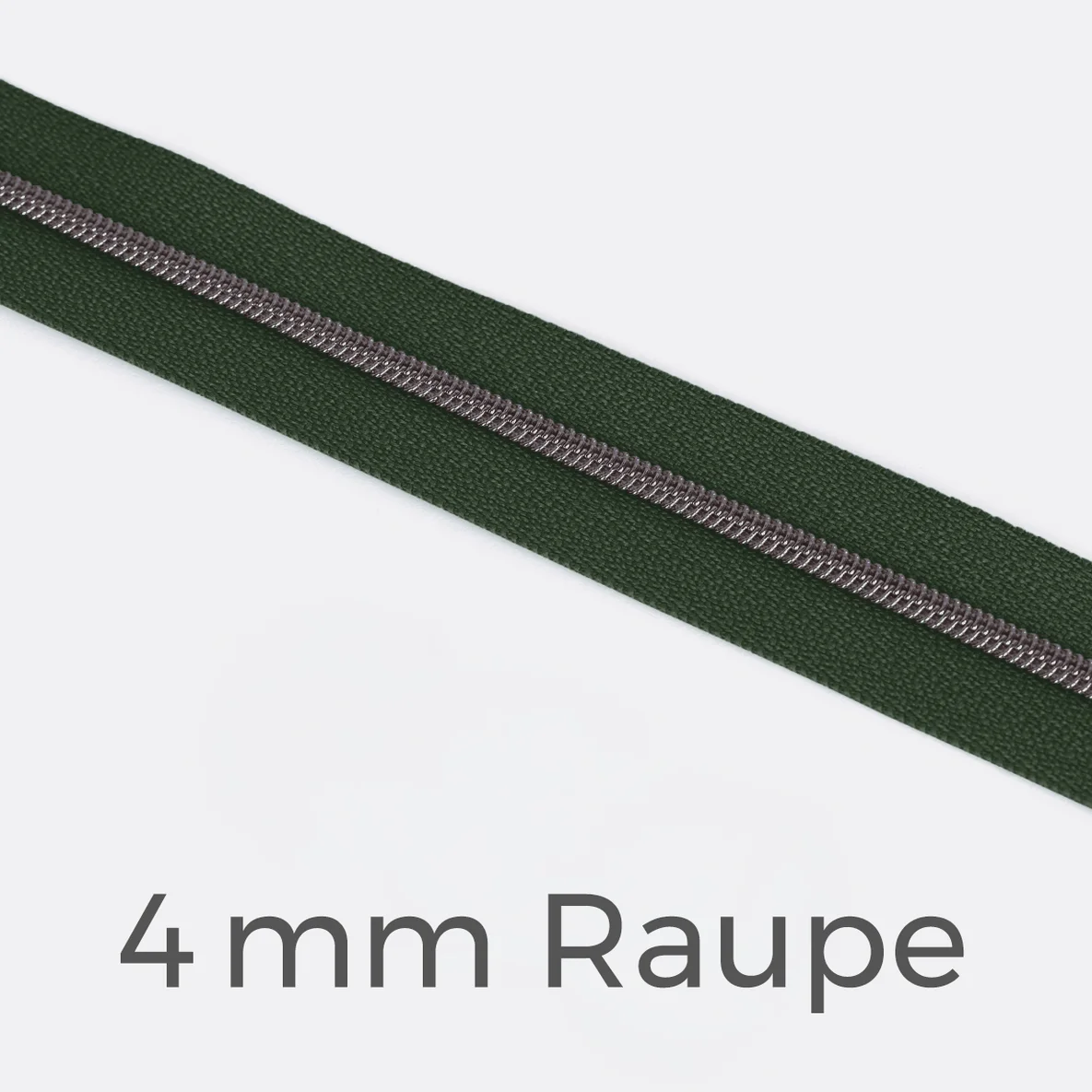 Reißverschluss Meterware Metallisiert Gunmetal 4mm Dunkelgrün D190
