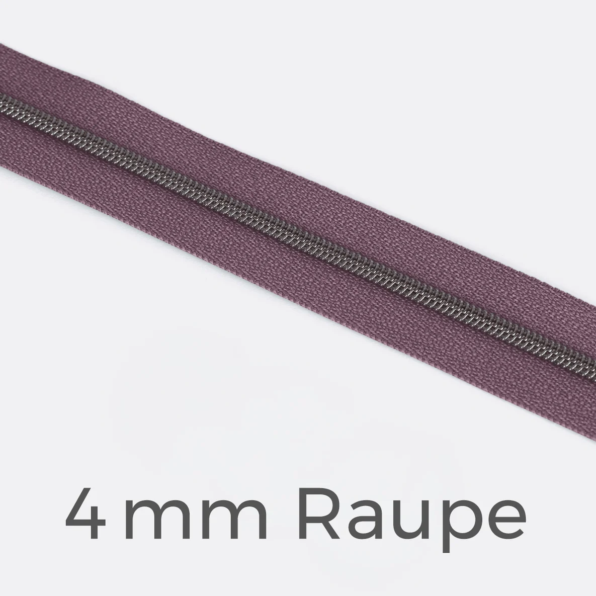 Reißverschluss Meterware Metallisiert Gunmetal 4mm Blasslila D206