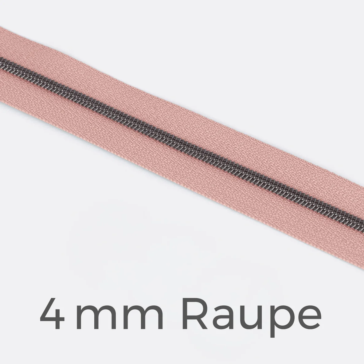 Reißverschluss Meterware Metallisiert Gunmetal 4mm Nude D209
