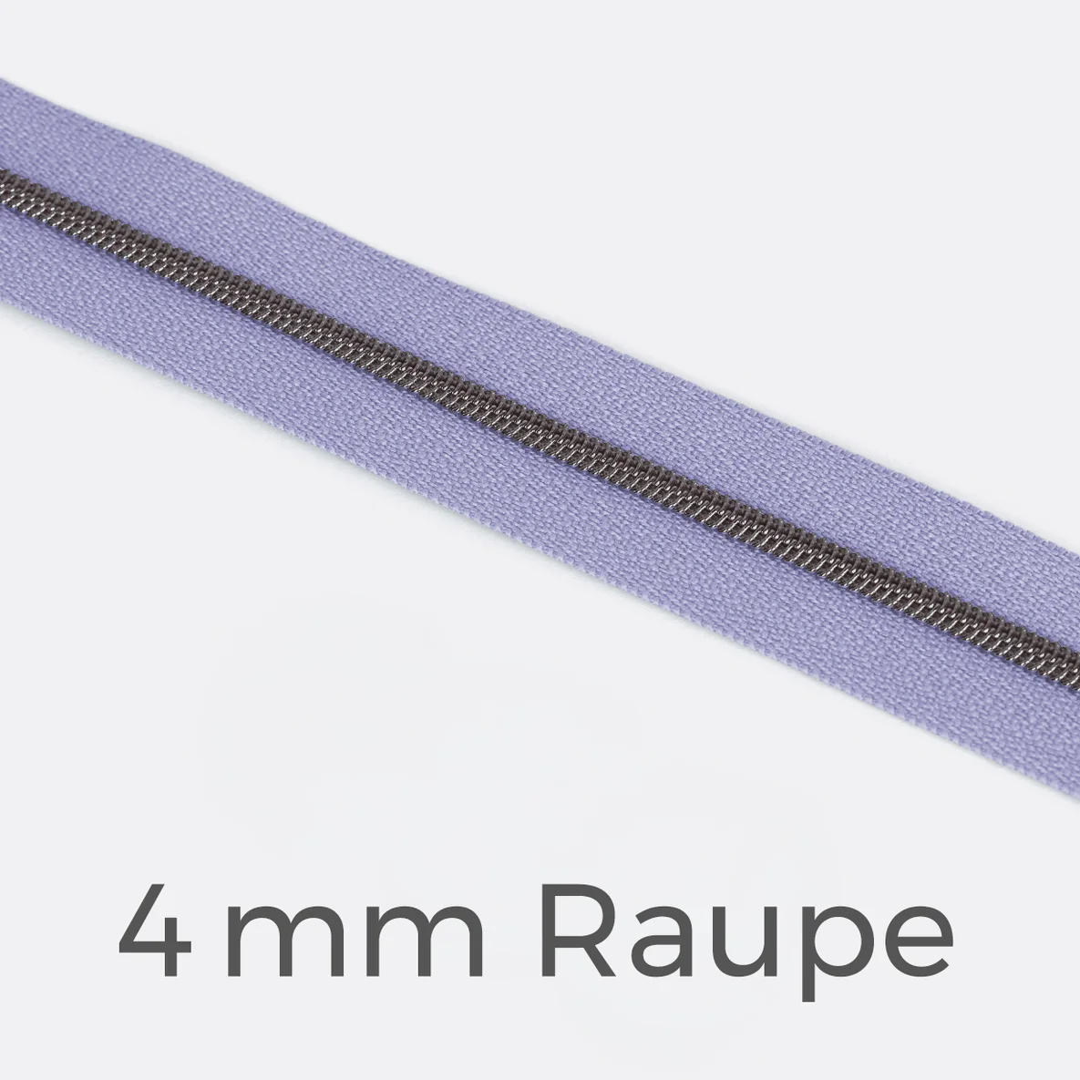 Reißverschluss Meterware Metallisiert Gunmetal 4mm Helles Flieder D268