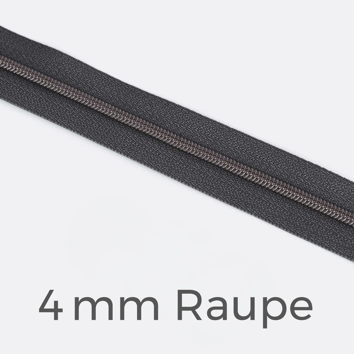 Reißverschluss Meterware Metallisiert Gunmetal 4mm Dunkelgrau D306