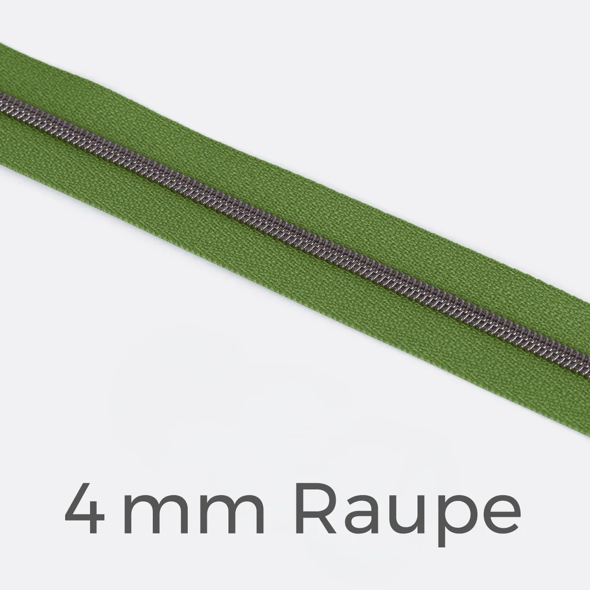 Reißverschluss Meterware Metallisiert Gunmetal 4mm Oliv D887