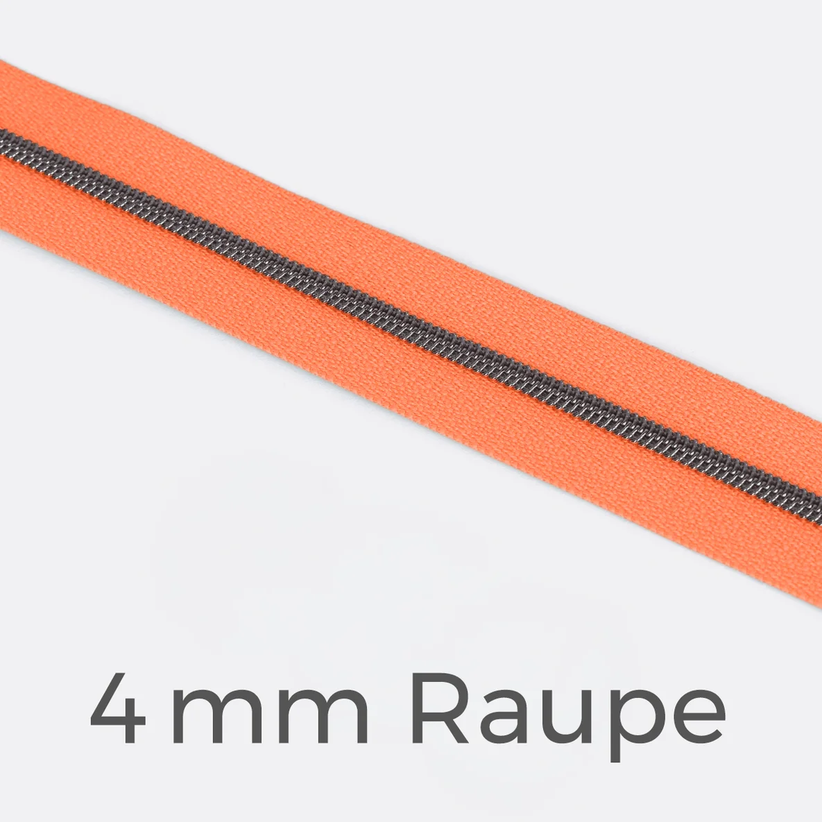 Reißverschluss Meterware Metallisiert Gunmetal 4mm Neonorange PT805