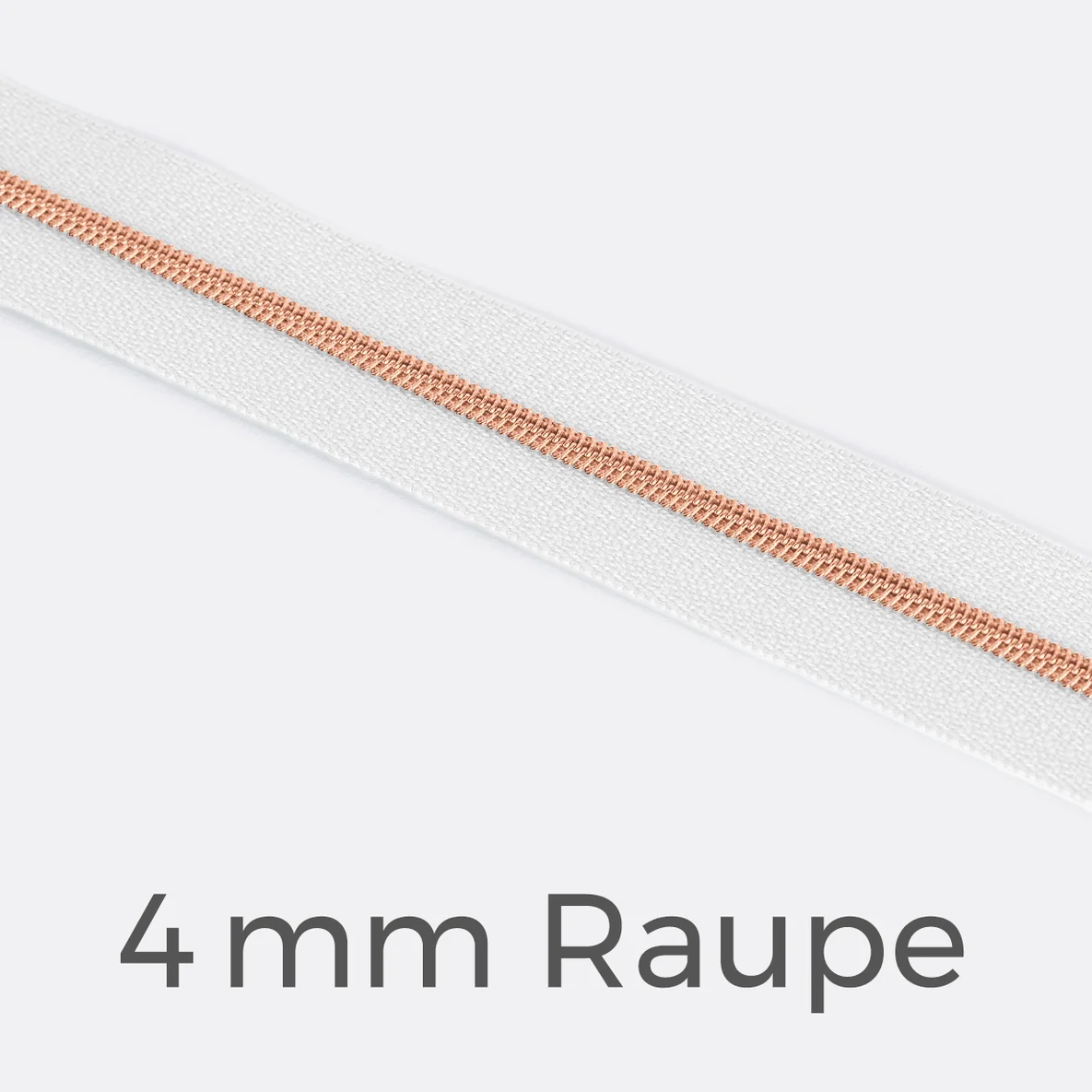 Reißverschluss Meterware Metallisiert Kupfer 4mm Weiß B3