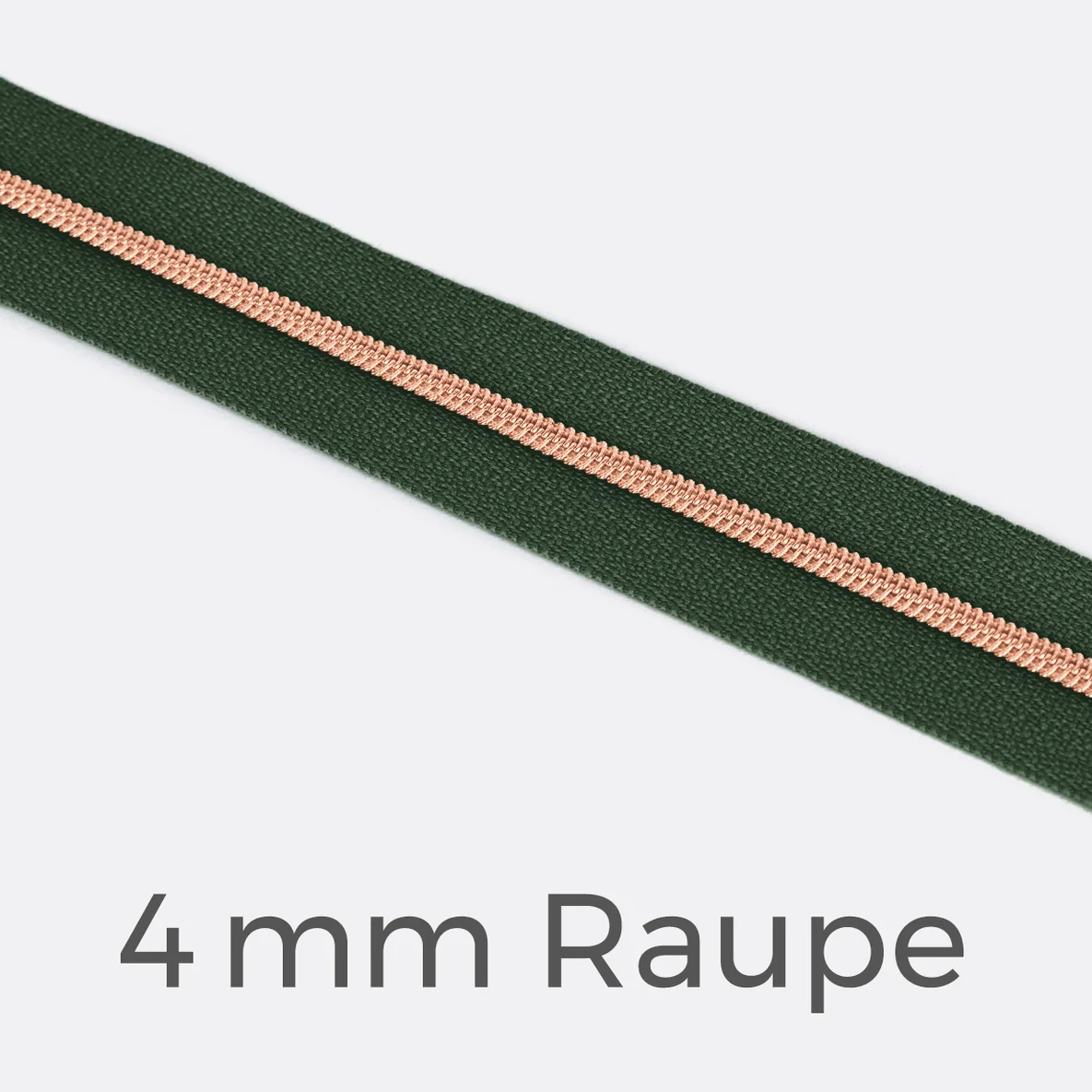 Reißverschluss Meterware Metallisiert Kupfer 4mm Dunkelgrün D190