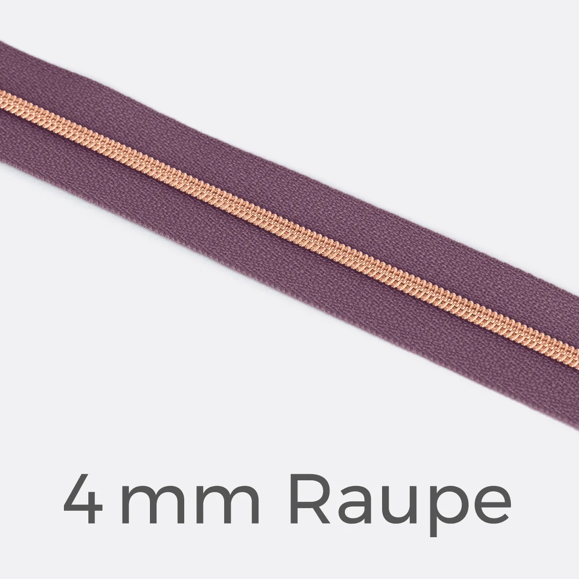Reißverschluss Meterware Metallisiert Kupfer 4mm Blasslila D206
