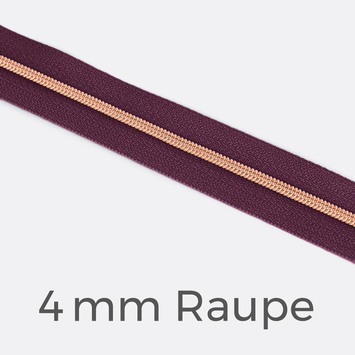 Reißverschluss Meterware Metallisiert Kupfer 4mm Beere D230