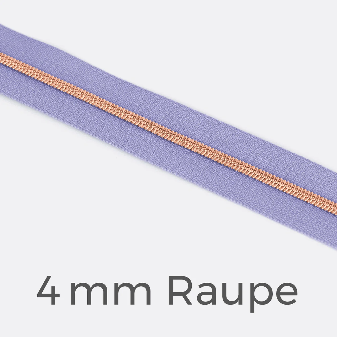Reißverschluss Meterware Metallisiert Kupfer 4mm Helles Flieder D268