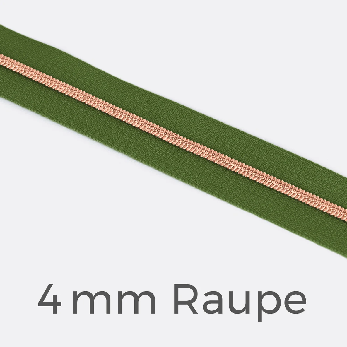 Reißverschluss Meterware Metallisiert Kupfer 4mm Oliv D887