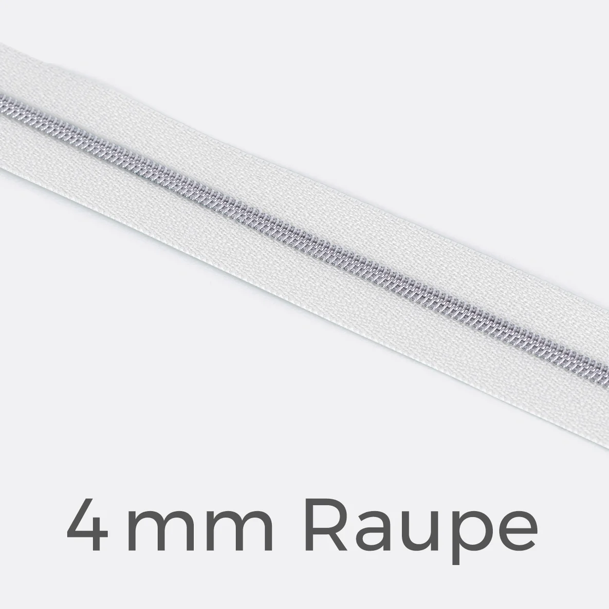 Reißverschluss Meterware Metallisiert Silber 4mm Weiß B3
