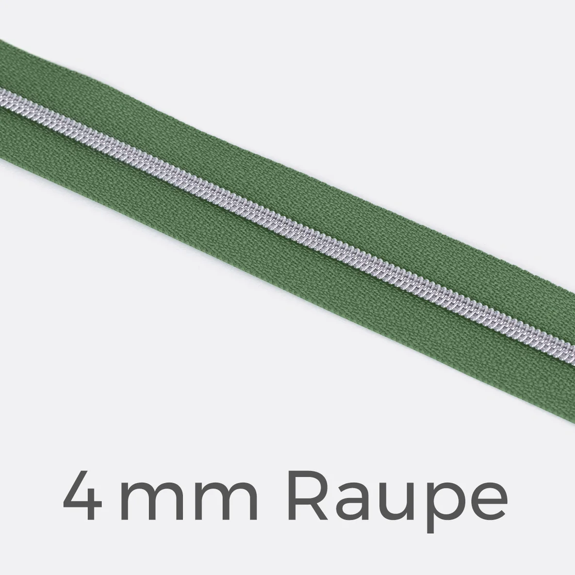 Reißverschluss Meterware Metallisiert Silber 4mm Salbei D100