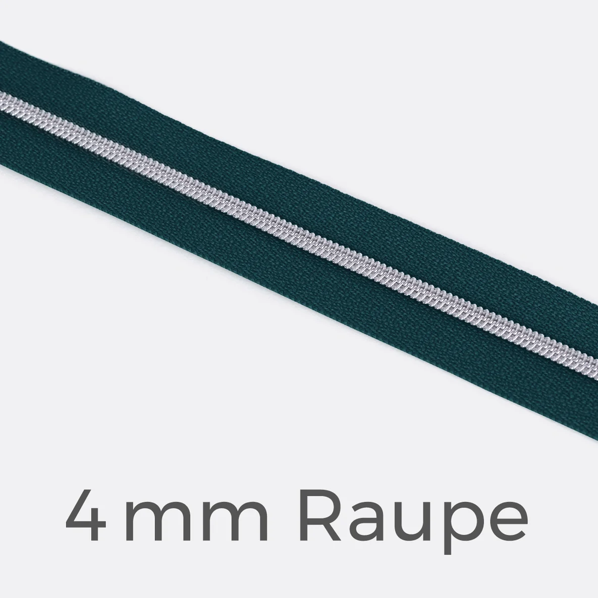 Reißverschluss Meterware Metallisiert Silber 4mm Petrol D103