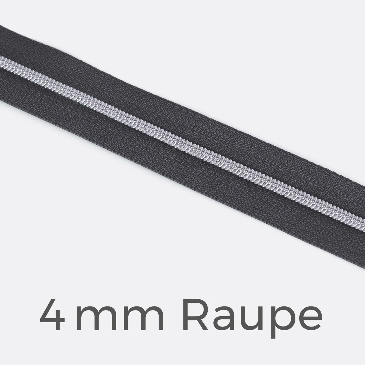 Reißverschluss Meterware Metallisiert Silber 4mm Dunkelgrau D306