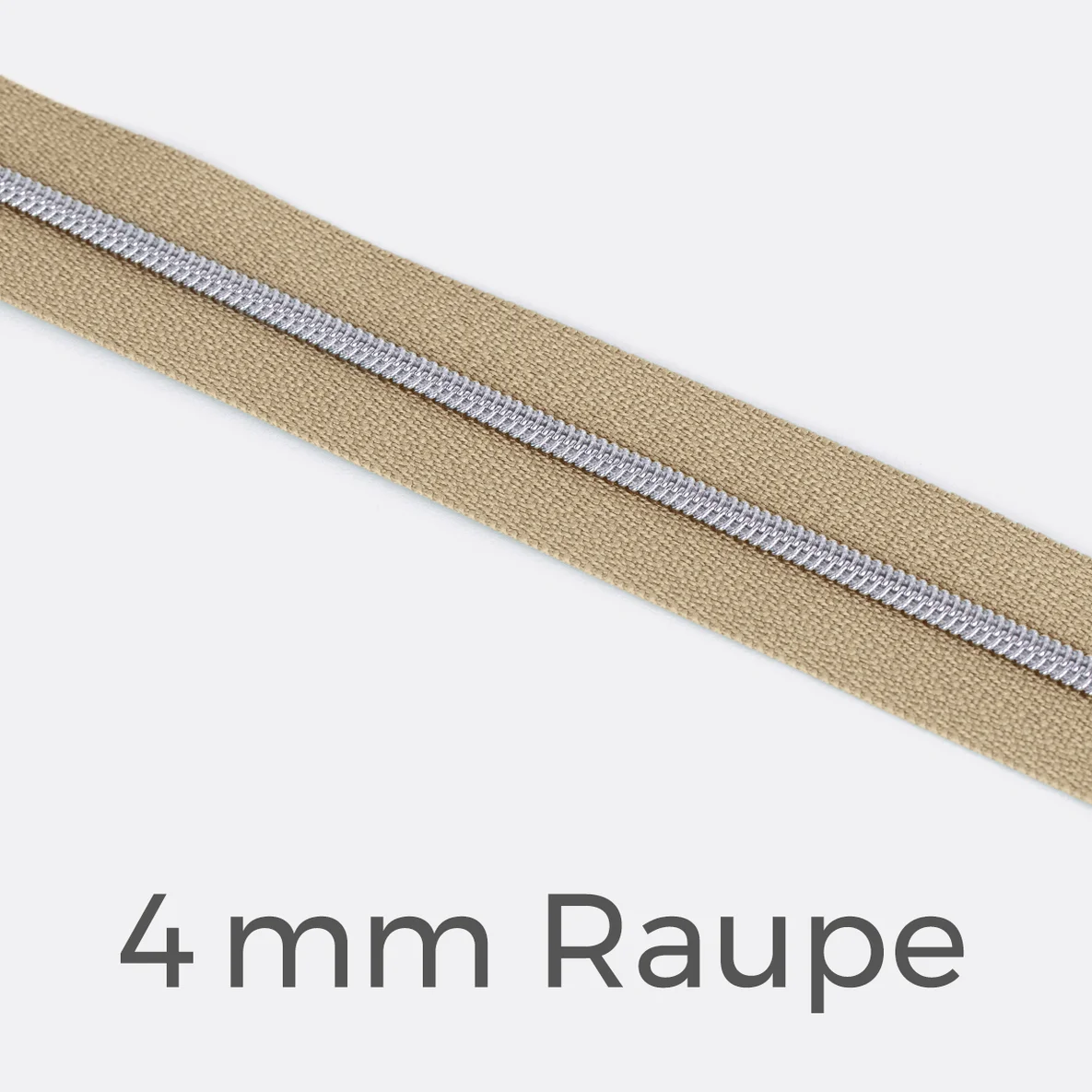 Reißverschluss Meterware Metallisiert Silber 4mm Beige D371