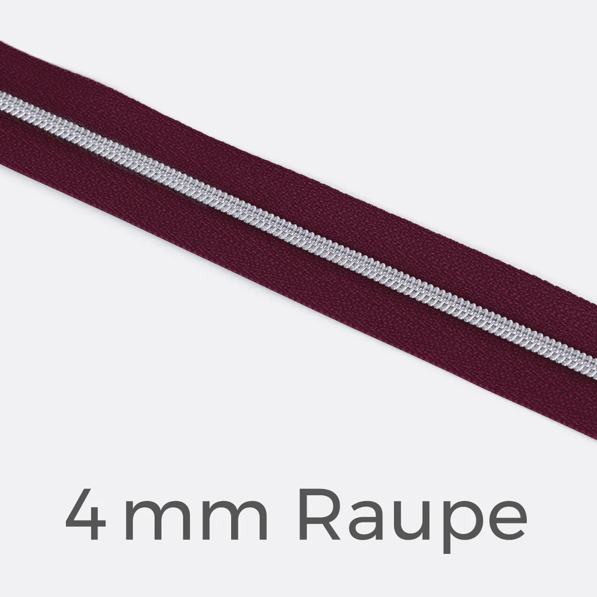 Reißverschluss Meterware Silber Metallisiert 4mm Helle Beere D525