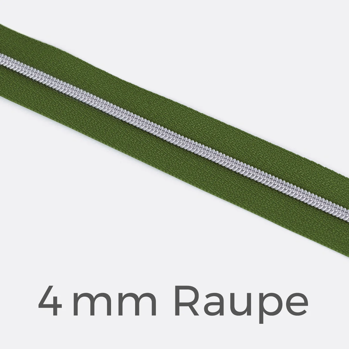 Reißverschluss Meterware Metallisiert Silber 4mm Oliv D887