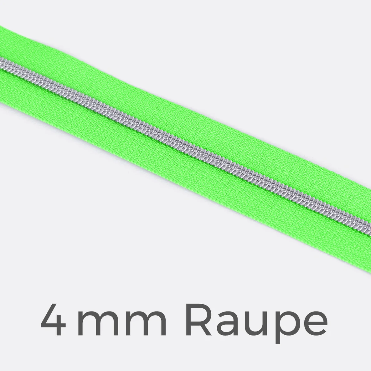 Reißverschluss Meterware Silber Metallisiert 4mm Neongrün PT802