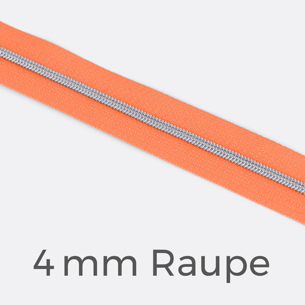 Reißverschluss Meterware Silber Metallisiert 4mm Neonorange PT805