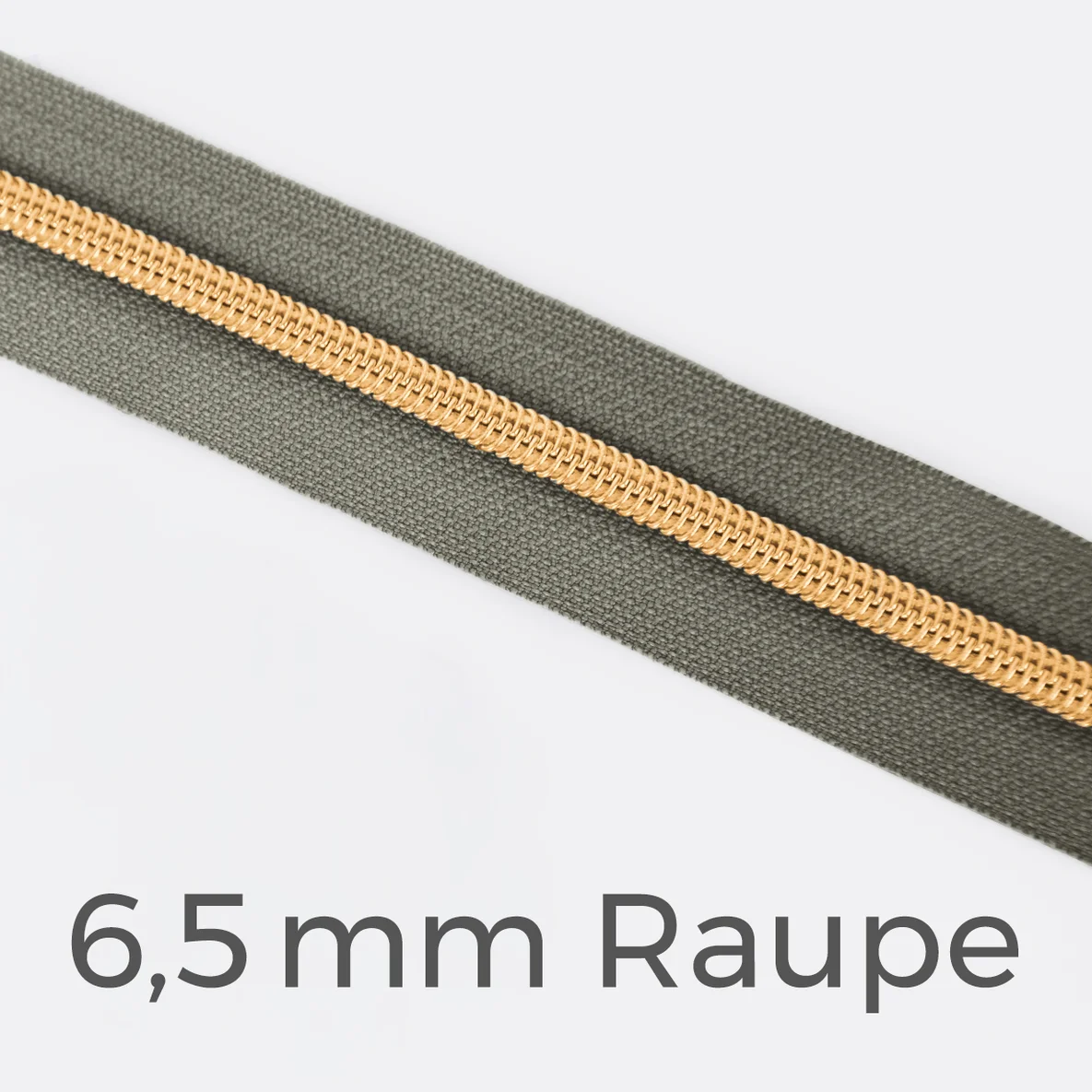 Reißverschluss Meterware Metallisiert Gold 6,5mm Mausgrau B24