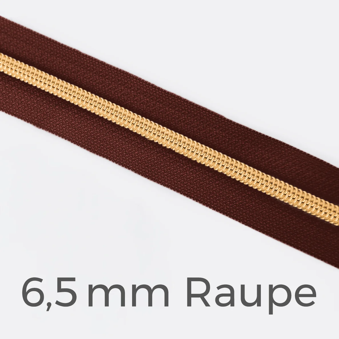 Reißverschluss Meterware Metallisiert Gold 6,5mm Braun B26