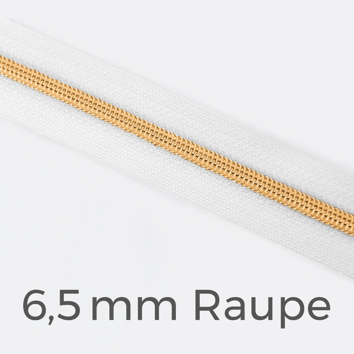 Reißverschluss Meterware Metallisiert Gold 6,5mm Weiß B3